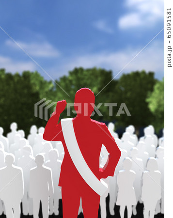 CG立体イラスト 人々の前で熱弁をふるう男性 リーダーシップ CG立体イラスト 人々の前で熱弁をふるう男性 リーダーシップ 65091581