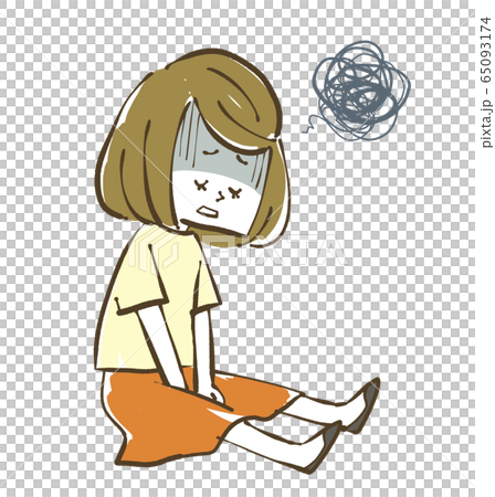落ち込む女性のイラスト素材