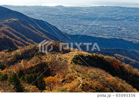 紅葉の丹沢表尾根と秦野市街 紅葉の丹沢表尾根と秦野市街 65093356