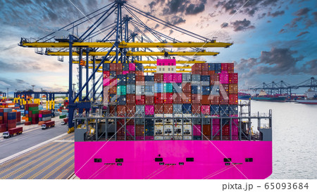 Seaport terminal container cargo freight shipping, 65093684