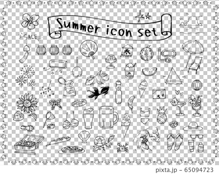 Summer hand drawn icon set line drawing Summer hand drawn icon set line drawing 65094723