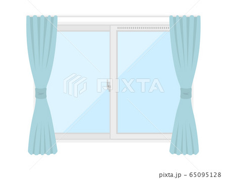 窓とカーテンのイラストのイラスト素材