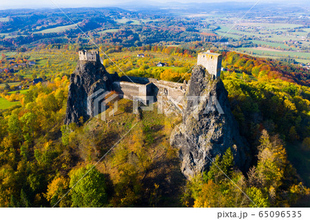 Aerial view of Trosky Castle, Czech Republic 65096535