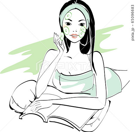 女性 美容 エステ フェイスパック イラストのイラスト素材