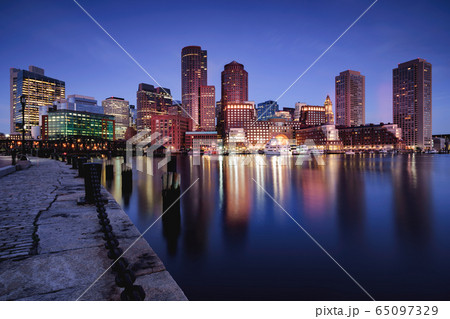 Boston skyline at dusk Boston skyline at dusk 65097329