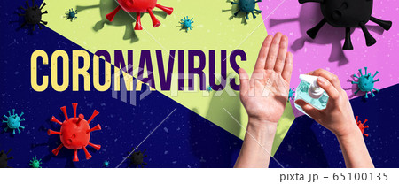 Coronavirus theme with person washing their hands Coronavirus theme with person washing their hands 65100135