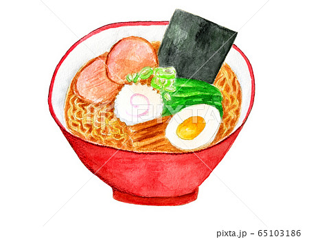 醤油ラーメン 水彩画 のイラスト素材
