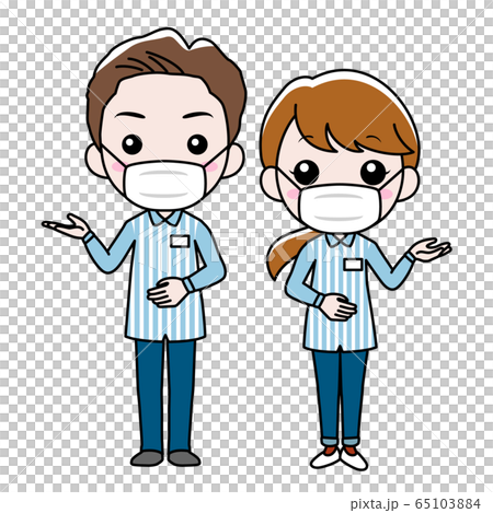 A convenience store clerk wearing a mask A convenience store clerk wearing a mask 65103884