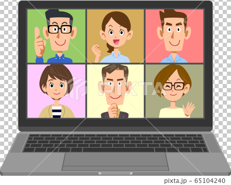 Business person having a meeting while working from home 65104240