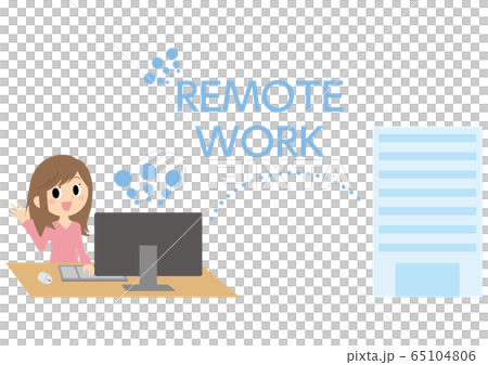 Illustration of a woman in remote work 65104806