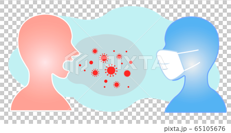 マスク感染症対策 エアロゾル飛沫感染のイラストのイラスト素材