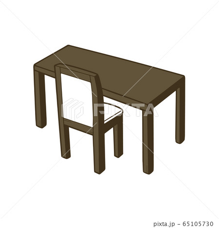 机と椅子のイラスト こげ茶のイラスト素材