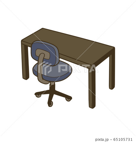 机とビジネスチェアのイラストのイラスト素材
