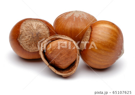 Fresh hazelnut isolated on white 65107625