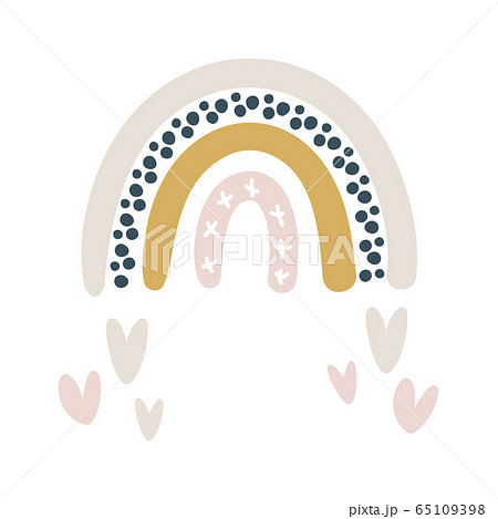 Vector rainbow heart in cartoon scandinavian style isolated on white background for kids. Cute illustration in hand drawn style for posters, prints, cards, fabric, children books, interior design 65109398