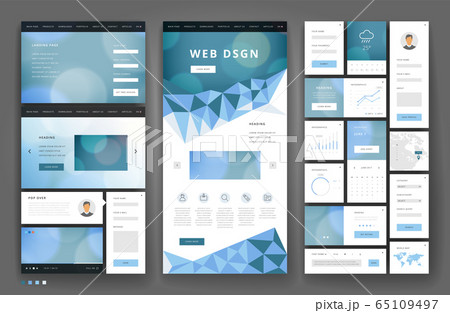 Website template design with interface elements Website template design with interface elements 65109497