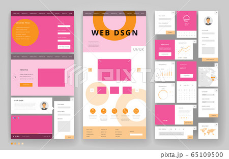 Website template design with interface elements 65109500