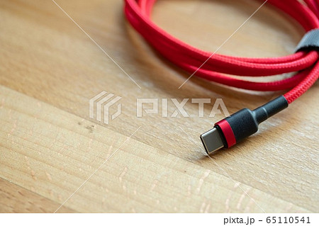 The usb type c is a hi speed data transfer and quick or fast charge battery.It a new connector port fo a computer , laptop, or cell phone.A red cable plug to notebook. 65110541