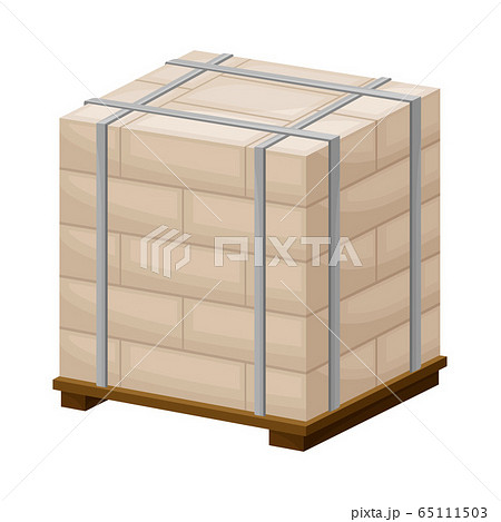 Stack of Bricks Corded with Ropes Rested on Pallet for Transportation on Site Vector Illustration Stack of Bricks Corded with Ropes Rested on Pallet for Transportation on Site Vector Illustration 65111503
