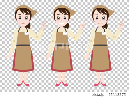 A restaurant clerk wearing an apron 65112275