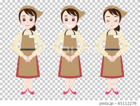 A restaurant clerk wearing an apron 65112276