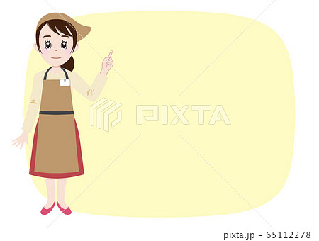 お伝えするエプロン姿の飲食店店員 65112278