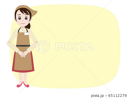 お伝えするエプロン姿の飲食店店員 65112279