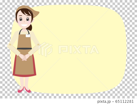 お伝えするエプロン姿の飲食店店員 65112281