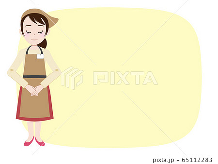 お伝えするエプロン姿の飲食店店員 65112283