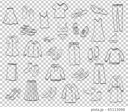手繪時尚插圖集/鞋/衣服/線條圖 手繪時尚插圖集/鞋/衣服/線條圖 65113098