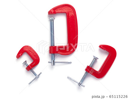 metal clamp or c-clamp on white background metal clamp or c-clamp on white background 65115226