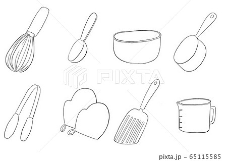 シンプルな線画のお料理アイコンのイラスト素材