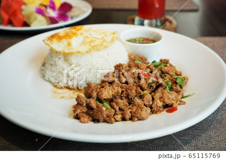 Spicy Thai Food, Holy Basil Fried Rice(Kaphaw) Spicy Thai Food, Holy Basil Fried Rice(Kaphaw) 65115769