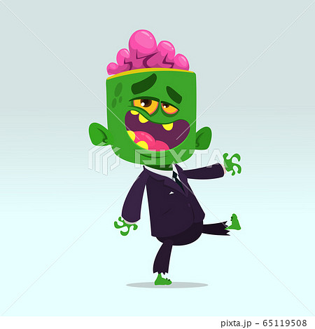 Cartoon funny green zombie  growling. Halloween 65119508