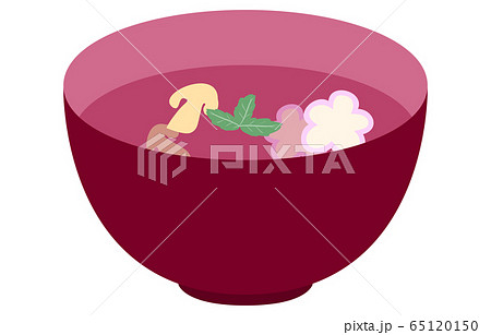 お麩と三つ葉のお吸い物のイラストのイラスト素材
