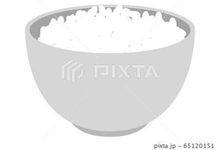 灰色の茶碗と白米のイラストのイラスト素材