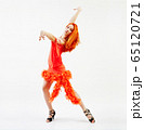 Woman modern dancer wearing red dress 65120721