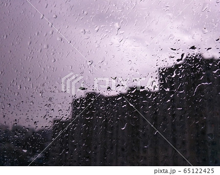 Natural water drops on glass. spring raindrop on the window 65122425