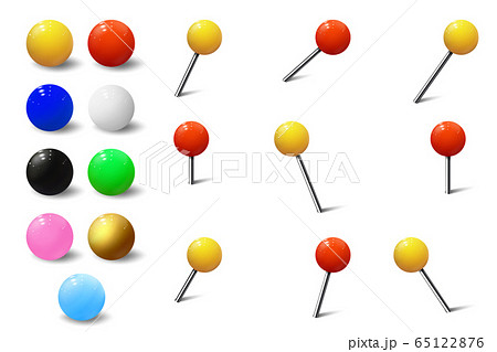 Colored various pushpins, map tacks and pins 65122876