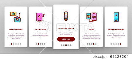 Power Bank Device Onboarding Icons Set Vector Power Bank Device Onboarding Icons Set Vector 65123204