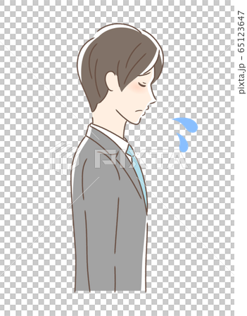 悲しむ男性の横顔のイラスト素材