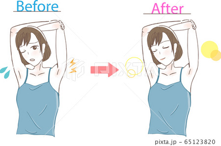 肩こりを気にする女性 ビフォーアフターのイラスト素材