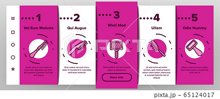 Grooming Brush For Pet Onboarding Icons Set Vector 65124017