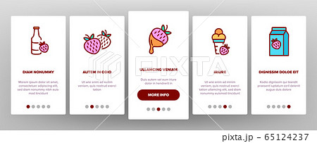 Strawberry Tasty Fruit Onboarding Icons Set Vector 65124237