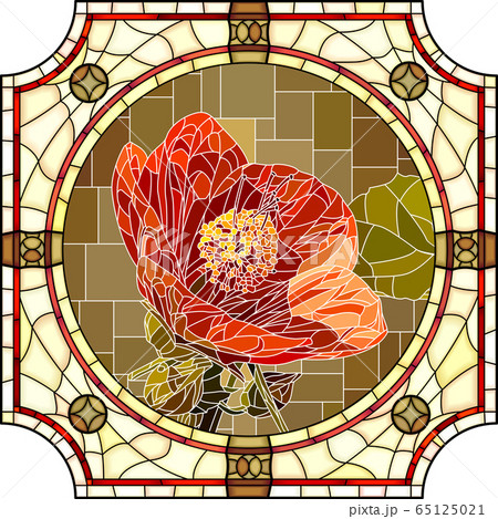 Vector mosaic illustration of blooming red abutilon. Vector mosaic illustration of blooming red abutilon. 65125021