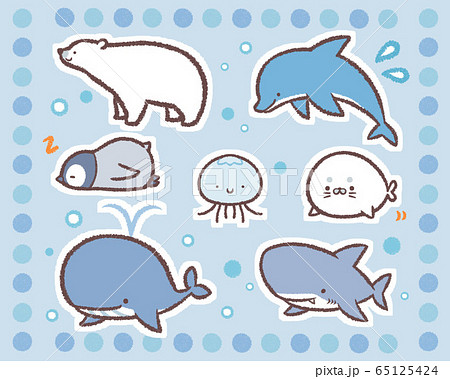 Sea Creatures Summary Light Blue Stock Illustration