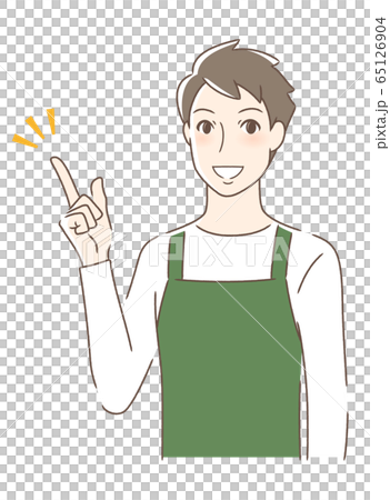 笑顔で指をさす男性 65126904