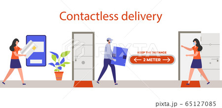 Coronavirus COVID-19 Contactless delivery People Coronavirus COVID-19 Contactless delivery People 65127085