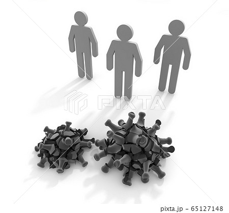 ウイルスに勝利する 病気を倒す 三人の人物 3dレンダリングのイラスト素材 65127148 Pixta