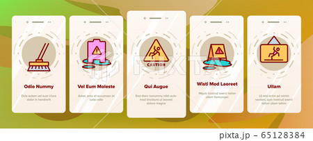 Wet Floor Onboarding Icons Set Vector 65128384